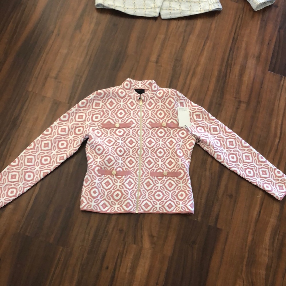 New Adrienne Vittadini Zipper Front Blazer Top